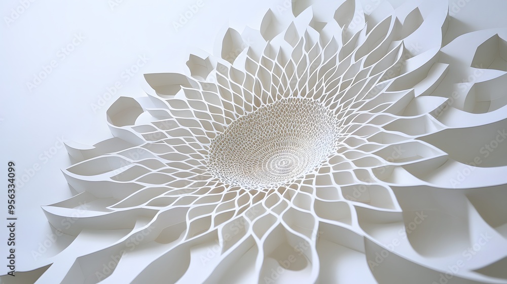 Aufkleber 27. geometric paper cuts arranged in a radial pattern, creating a striking 3d visual effect