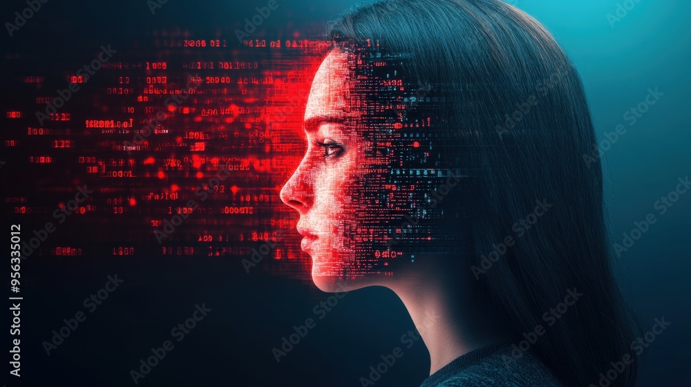 Poster futuristic biometric security system using facial recognition technology for enhanced security measu