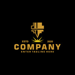 Laser Cutting logo design, laser cutting vector, vintage laser cutting
