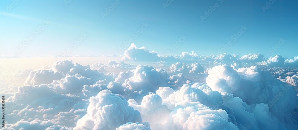 Aufkleber Beautiful wispy clouds on a blue sky background create a nature abstract with a captivating copy space image for design
