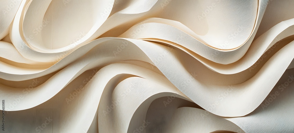 Poster 10. organic paper elements arranged in a flowing, textured pattern with a sense of depth and dimensi