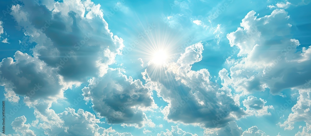 Aufkleber daytime sky with clouds and sunshine creating a serene copy space image