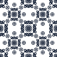 Seamless floral pattern navy background