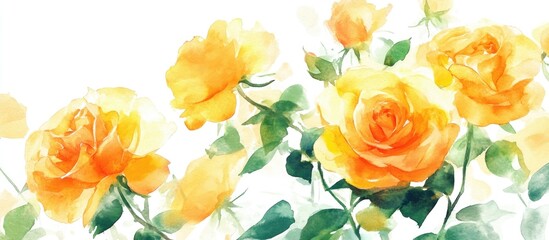 Watercolor illustration of yellow roses