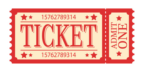 Vintage red and beige ticket vector illustration.