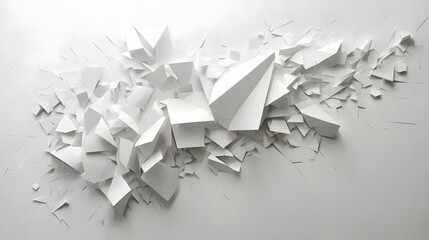 3. Angular, fragmented pieces of paper creating a dynamic, three-dimensional effect