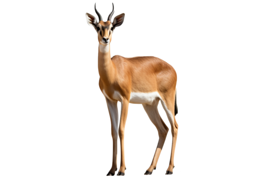 Elegant gazelle on transparent background, ideal for design projects, presentations, and creative graphics
