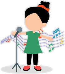 Children Singing With Music Notes Sticker