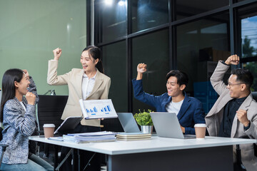 Business, technology and office concept, businessman with laptop, tablet pc computer and papers having discussion in modern office.