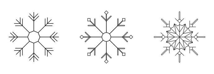 Icon set of snowflake. Editable vector pictograms isolated on a white background. Trendy outline symbols for mobile apps and website design. Premium pack of icons in trendy line style.