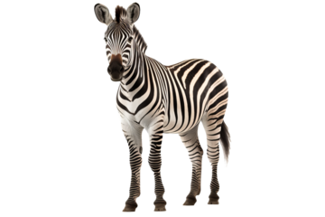 Zebra with transparent background, detailed and high-resolution PNG of a zebra for graphic design and digital projects