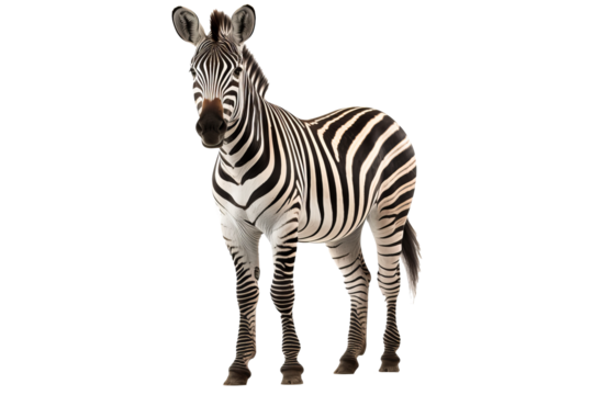 Zebra with transparent background, detailed and high-resolution PNG of a zebra for graphic design and digital projects