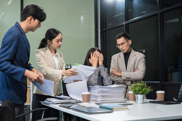 colleagues is angry and blames the team for poor work, team failure is not satisfied with the report.