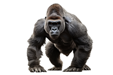 Gorilla PNG with transparent background in high-resolution, perfect for wildlife designs and projects