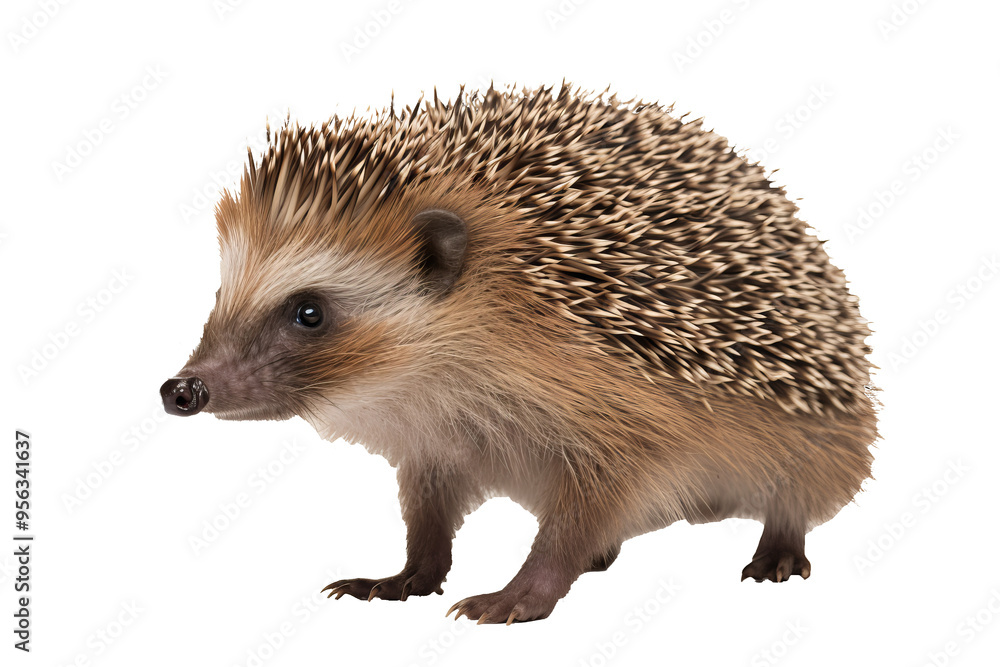 Wall mural close-up of a hedgehog with a transparent background, perfect for web design and graphic projects