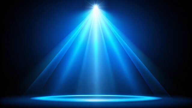 Abstract blue spotlight on a black background banner with empty space for text.
