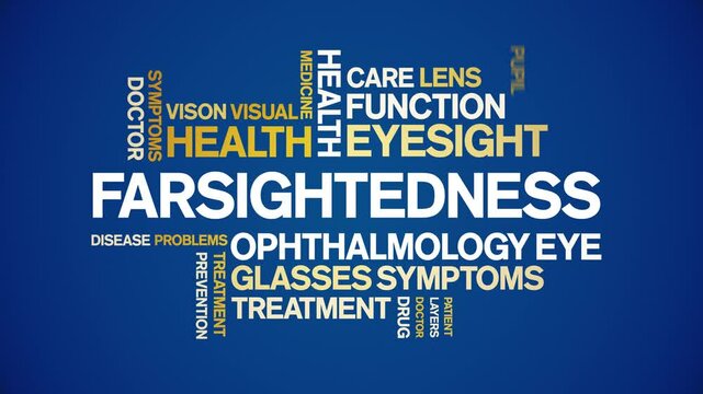 Farsightedness animated word cloud;text design animation tag kinetic typography seamless loop.