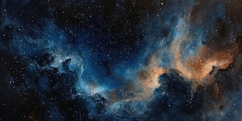 Obraz premium Close up oil painting detail of the Milky Way amidst a field of stars showcasing intricate celestial elements