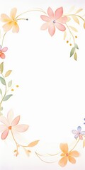 Fototapeta premium A lovely floral border design featuring soft pastel flowers and leaves, perfect for invitations, cards, or decorative purposes.
