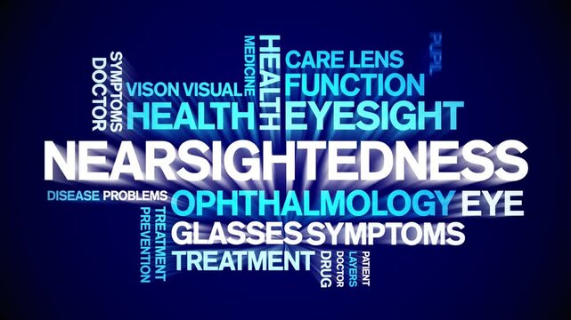 Nearsightedness animated word cloud;text design animation tag kinetic typography seamless loop.