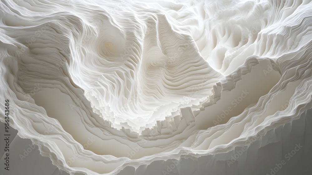 Poster 14. intricately cut paper forms emerging from a flat plane, creating a layered, textured effect