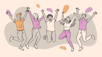 Fototapeta premium young-people-jumping-and-having-fun