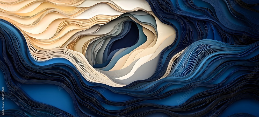 Aufkleber 1. geometric paper cut layers with varying depths creating a dynamic, three-dimensional abstract des