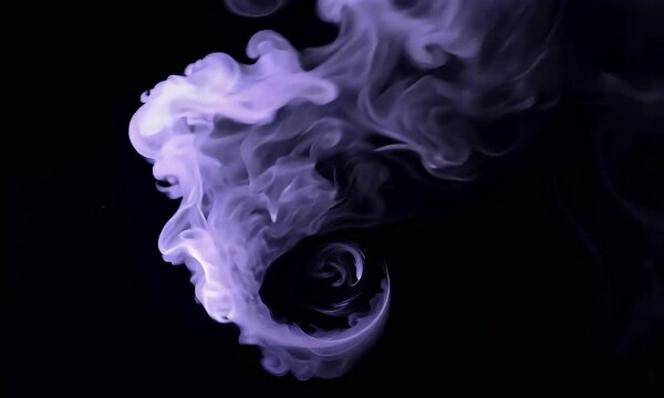 Ghost-like smoke that moves slowly and gracefully, fading in and out as if appearing and disappearing into the darkness.