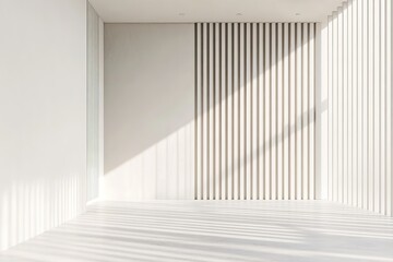 Fototapeta premium Minimalist white room with sunlight and shadows