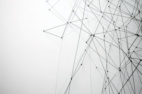 Abstract network of connecting lines and dots on light backgroun