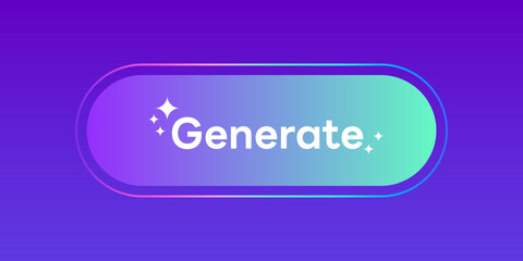 Generate AI button, Artificial Intelligence rainbow colorful Gradient badge icon ,Generate text Typography and Magic star icon Ai logo. for website or application image generator