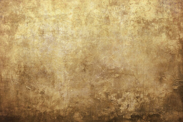 A highly detailed golden grunge texture with a rough, distressed surface. The image features various shades of gold and brown, with visible scratches and worn-out areas, ideal for use as a background 