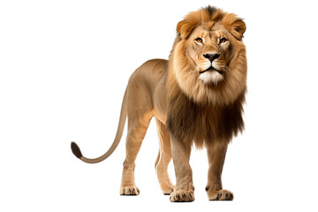 Obraz premium Lion roaring fiercely with majestic mane on isolated transparent background, perfect for wildlife design projects and animal-themed digital artwork.