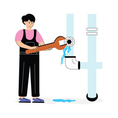Take a look at this amazing illustration of plumber, fixing plumbing systems