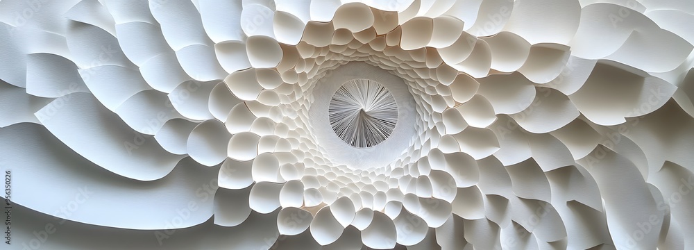 Poster 47. a dynamic arrangement of paper cut elements creating a radial, three-dimensional visual with var