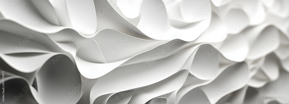 Poster 48. intricate paper shapes layered to form a fragmented yet cohesive 3d design with shadows and high