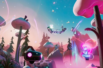 Fototapeta premium The scene is set in a colorful, futuristic environment