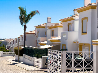 Typical white houses of Portugal, seaside area, the town of Agua de Olhos