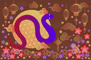 2025 year of the Snake, Chinese New Year, Festive greeting card