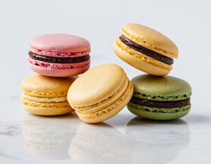 Obraz premium Macaron on the white background. Ai generated images