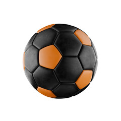 black and orange 3d soccer football isolated on transparent background