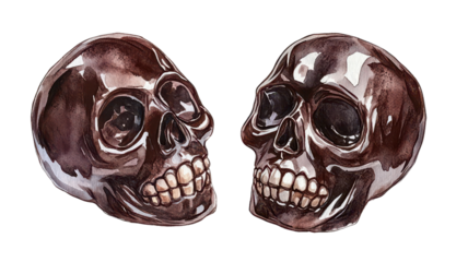 Three realistic skull illustrations arranged in a row with a detailed texture, perfect for Halloween, science, or anatomy-related projects.