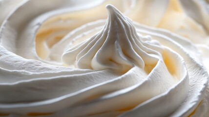 Close-Up of Whipped Cream Swirl with Smooth Texture and Soft Lighting