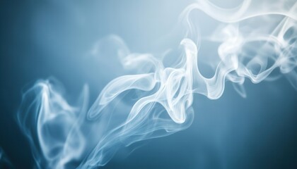Fototapeta premium A delicate swirl of smoke on a soft blue background, creating a serene and mystical atmosphere for various design projects.