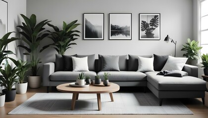 Fototapeta premium Photo interior modern design room 3d illustration