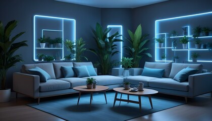 Photo interior modern design room 3d illustration