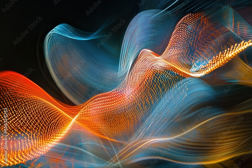Poster abstract light waves in vibrant colors create a mesmerizing flow, perfect for design projects and di