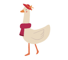 Beautiful Miss Goose wearing a red hat and a burgundy cashmere shawl.