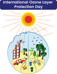 World Ozone Layer protection Day vector art