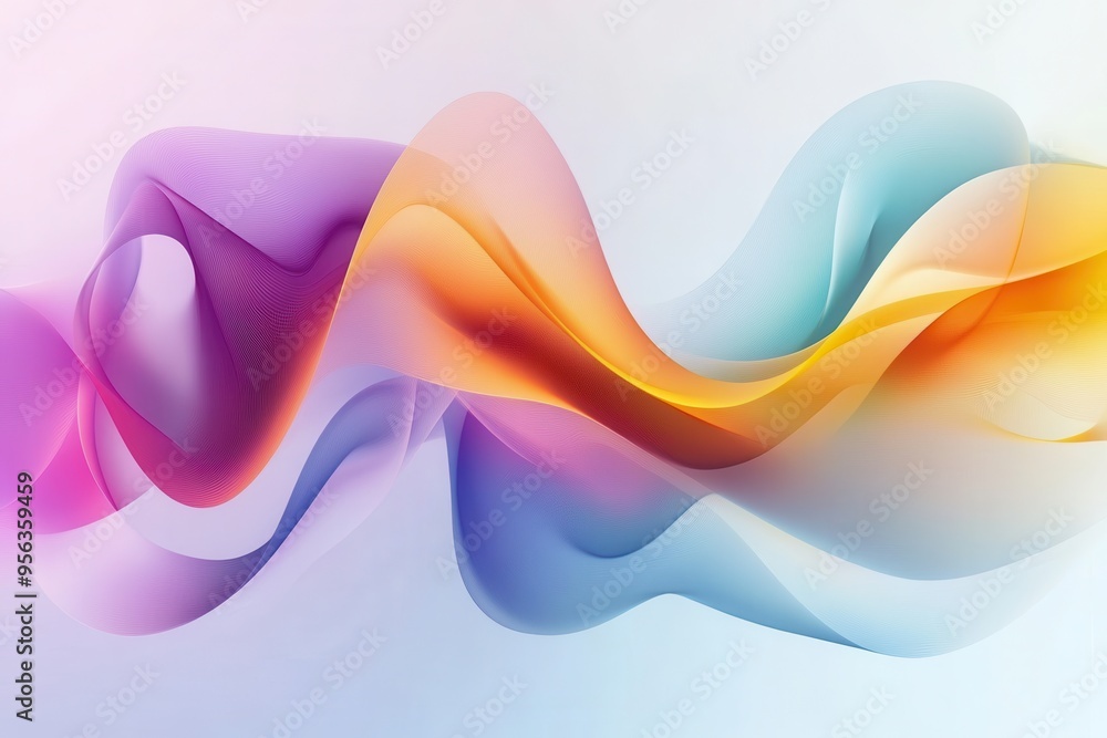 Poster abstract waves in vibrant colors create a dynamic and fluid visual experience, perfect for modern de